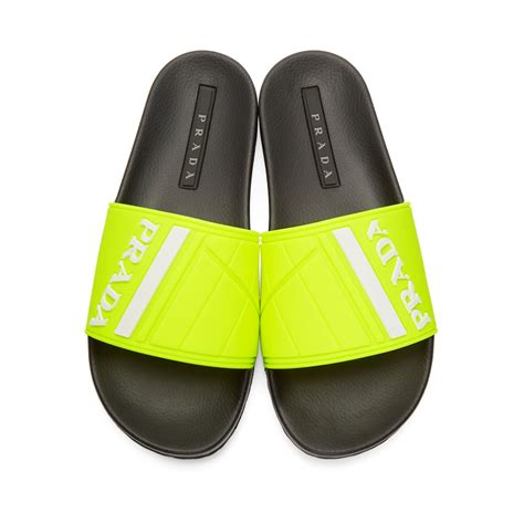 prada yellow slides|designer prada slides.